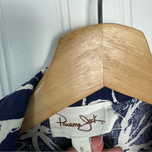 Panama Jack Top Small Women Navy Blue White Floral Long Sleeve Linen Breathable - Picture 3 of 9